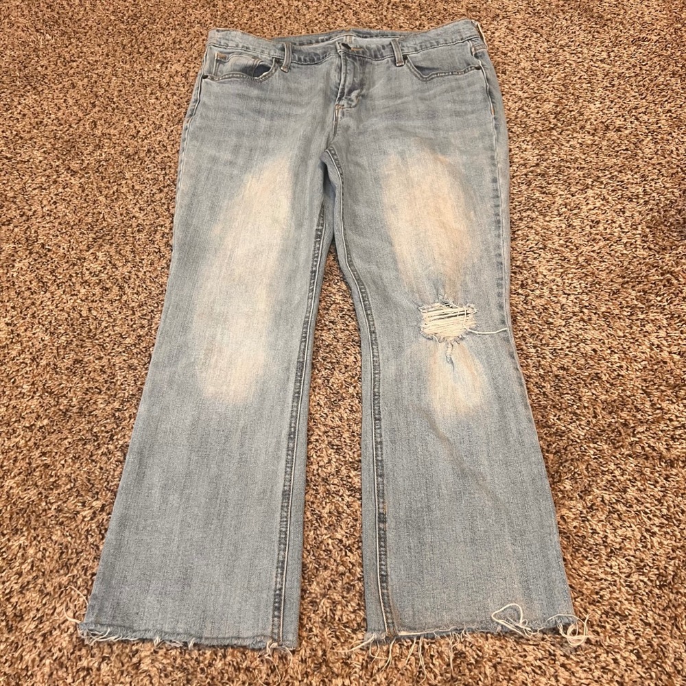 Old Navy Womens Flare Jeans Mid Rise Distressed Light Wash Size 12 Regular